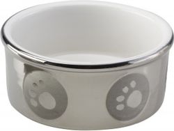 Paw Print Titanium Dog Dish