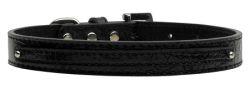 3/8" (10mm) Faux Croc Two Tier Collars Black (size: large)