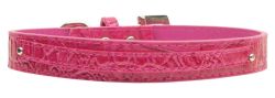 3/8" (10mm) Faux Croc Two Tier Collars Pink (size: large)