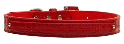 3/8" (10mm) Faux Croc Two Tier Collars Red (size: large)