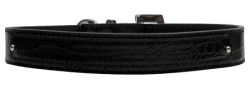 18mm  Two Tier Faux Croc Collar Black (size: large)
