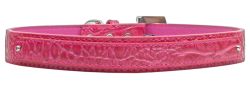18mm  Two Tier Faux Croc Collar Pink (size: large)
