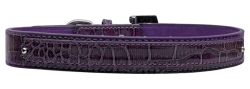 18mm  Two Tier Faux Croc Collar Purple (size: large)