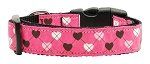 Argyle Hearts Nylon Ribbon Collar Bright Pink (size: medium)