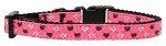 Argyle Hearts Nylon Ribbon Collar Bright Pink (size: X-Small)