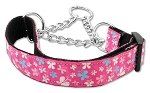 Butterfly Nylon Ribbon Collar Martingale Pink (size: medium)