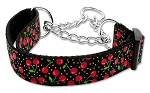 Cherries Nylon Collar Martingale Black (size: medium)