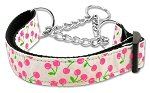 Cherries Nylon Collar Martingale White (size: medium)