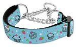 Cupcakes Nylon Ribbon Collar Martingale  Baby Blue (size: medium)