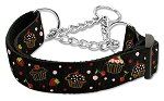 Cupcakes Nylon Ribbon Collar Martingale  Black (size: medium)