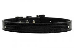 3/8" (10mm) Faux Croc Two Tier Collars Black (size: small)