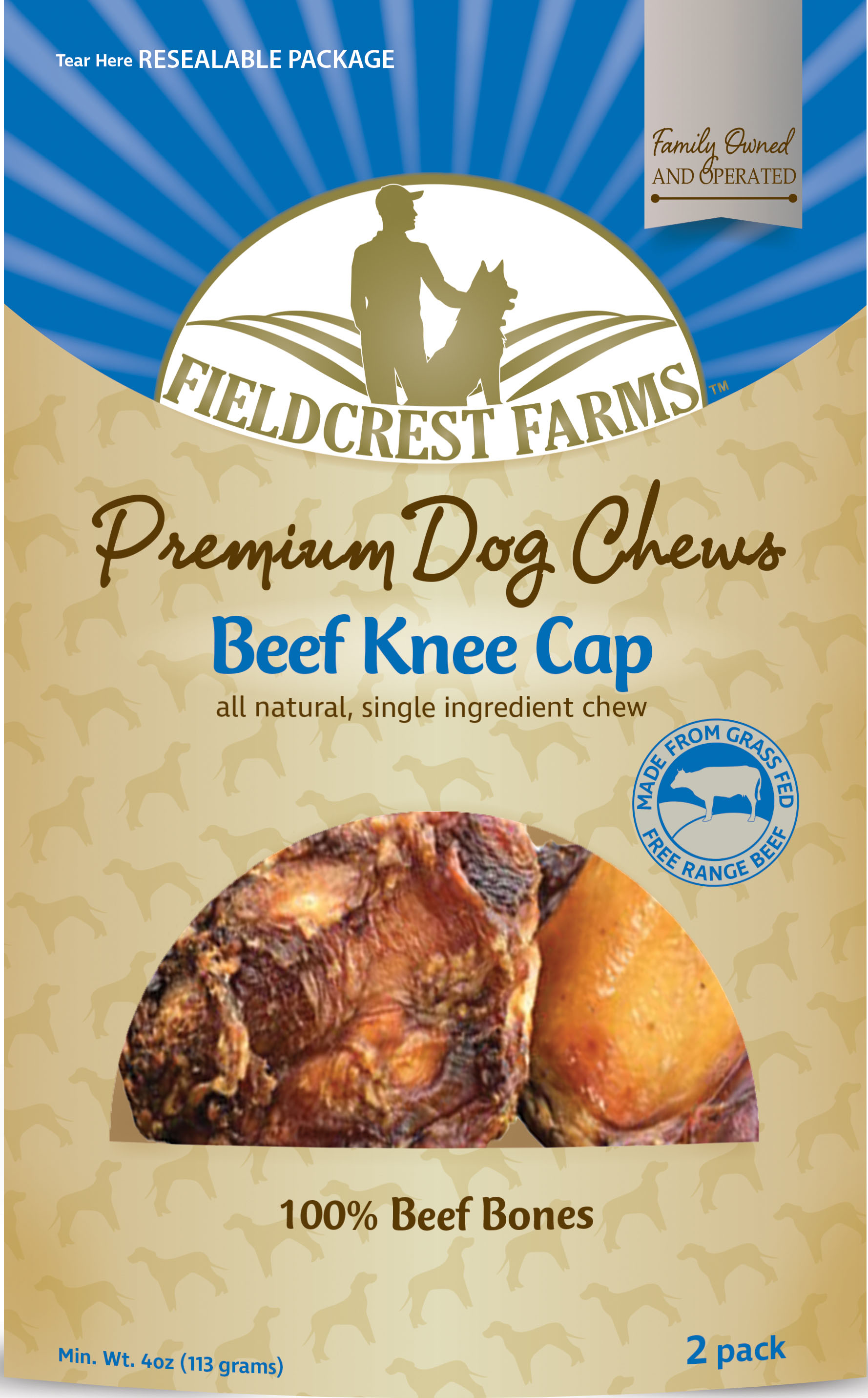 Fieldcrest Farms Beef Knee Cap (Option 1: 2 Pack)