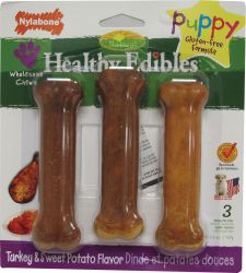 Healthy Edibles Bone Puppy (Option 1: Regular/3 Pack, Option 2: Turkey/sweetpot)