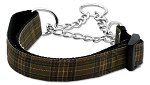 Plaid Nylon Collar  Martingale Brown (size: medium)