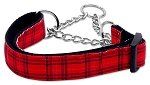 Plaid Nylon Collar  Martingale Red (size: medium)