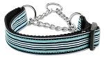 Preppy Stripes Nylon Ribbon Collars Martingale Light Blue/White (size: medium)