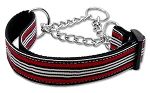 Preppy Stripes Nylon Ribbon Collars Martingale Red/White (size: medium)