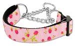 Roses Nylon Ribbon Collar Martingale  Light Pink (size: medium)