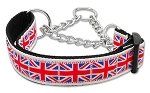 Tiled Union Jack(UK Flag) Nylon Ribbon Collar Martingale (size: medium)