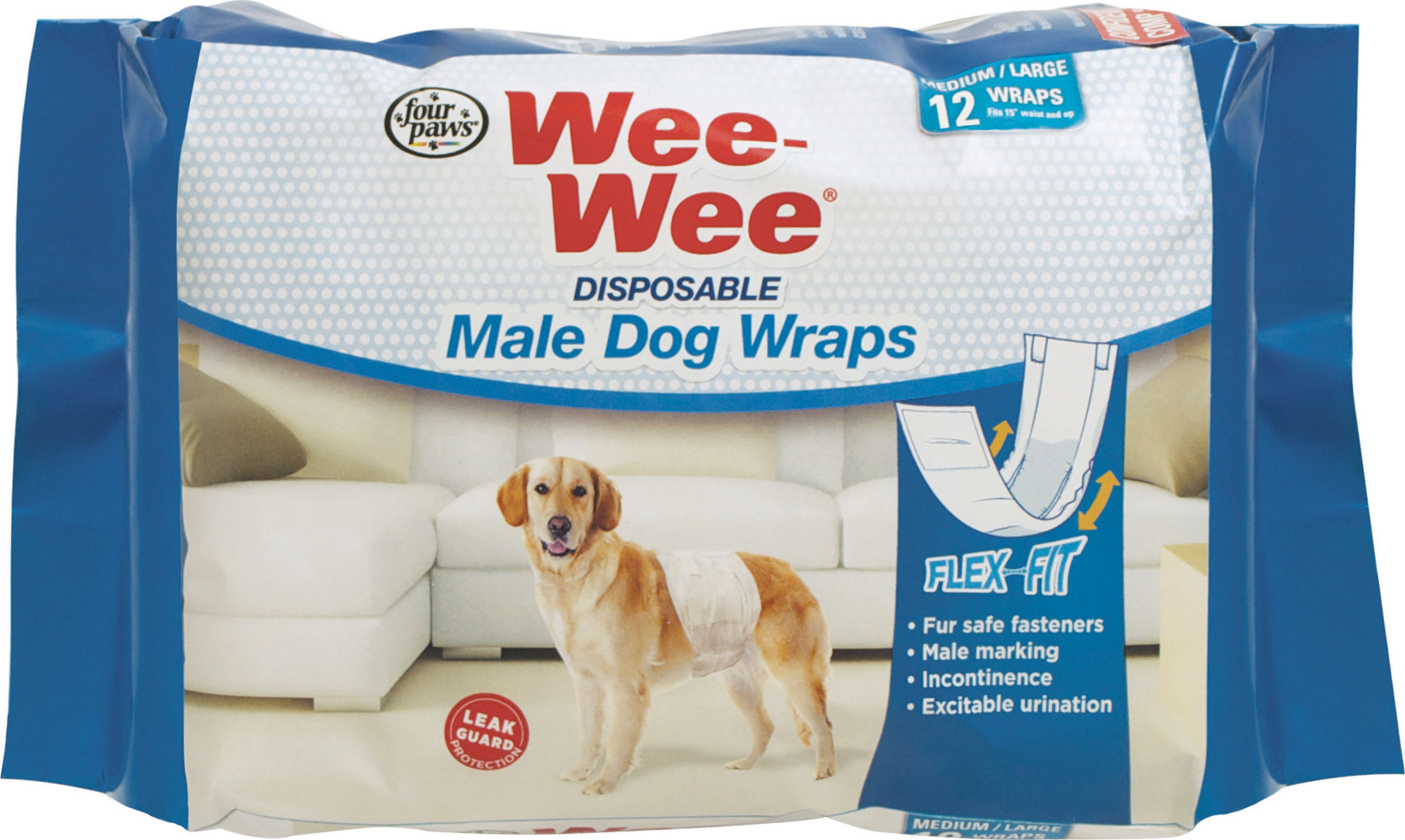 Wee-wee Disposable Male Wraps (Option 1: Med/lrg/12ct)