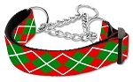 Christmas Argyle Nylon Ribbon Collar Martingale (size: medium)