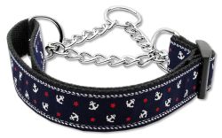 Anchors Nylon Ribbon Collar Martingale Blue (size: large)