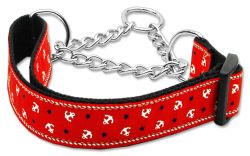 Anchors Nylon Ribbon Collar Martingale Red (size: large)