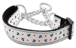 Anchors Nylon Ribbon Collar Martingale White (size: large)