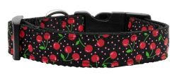 Cherries Nylon Collar Black (size: large)