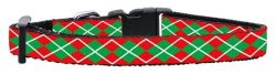 Christmas Argyle Nylon Ribbon Collar (size: small)