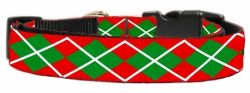 Christmas Argyle Nylon Ribbon Collar (size: large)