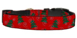 Christmas Trees Nylon and Ribbon Collars . (size: large)