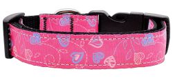 Crazy Hearts Nylon Collars Bright Pink (size: large)