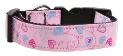 Crazy Hearts Nylon Collars Light Pink (size: large)