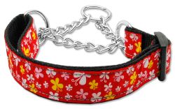 Butterfly Nylon Ribbon Collar Martingale Red (size: large)