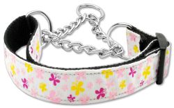 Butterfly Nylon Ribbon Collar Martingale White (size: large)
