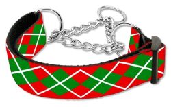 Christmas Argyle Nylon Ribbon Collar Martingale (size: large)