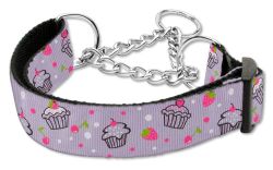 Cupcakes Nylon Ribbon Collar Martingale  Purple (size: large)