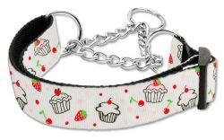 Cupcakes Nylon Ribbon Collar Martingale  White (size: large)