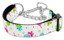 Lollipops Nylon Ribbon Collar Martingale  White (size: large)