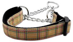 Plaid Nylon Collar  Martingale Khaki (size: large)