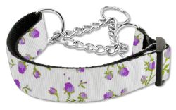 Roses Nylon Ribbon Collar Martingale  Purple (size: large)