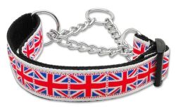 Tiled Union Jack(UK Flag) Nylon Ribbon Collar Martingale (size: large)