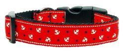 Anchors Nylon Ribbon Collar Red (size: large)