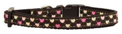 Argyle Hearts Nylon Ribbon Collar Brown (size: small)