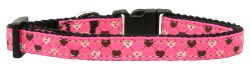 Argyle Hearts Nylon Ribbon Collar Bright Pink (size: small)