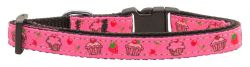 Cupcakes Nylon Ribbon Collar Bright Pink (size: small)