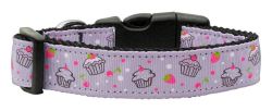 Cupcakes Nylon Ribbon Collar Purple (size: large)