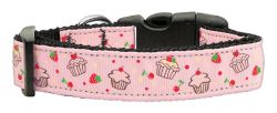 Cupcakes Nylon Ribbon Collar Light Pink (size: large)