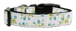 Roses Nylon Ribbon Collar Blue (size: large)